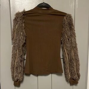 SHEIN Brown Textured Sleeve Blouse